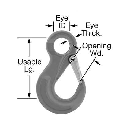 Eye Hook Painted Alloy Steel jaune Painted Alloy Steel 3/8 Grade 80