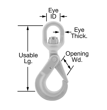 Swivel Eye Hook Load-Lock jaune Painted Alloy Steel 1/4 Grade 80