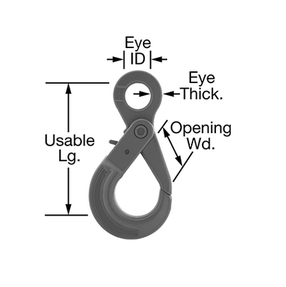 Wide Mount Hook With Eye jaune Painted Alloy Steel 1/4 à 5/16 Grade 80