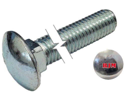 Imperial Carriage Bolt Dome Head Full Thread Zinc Plated 3/8-16 * 5" Grade 2