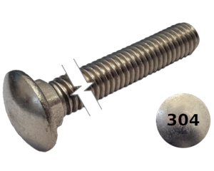 Imperial Carriage Bolt Full Thread 304 Stainless Steel  3/8-16 * 4"