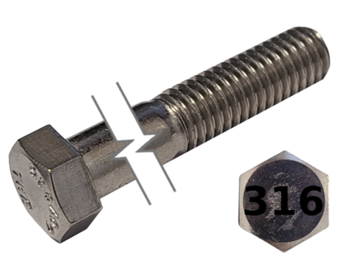 Imperial Hexagonal Bolt Fine And Partial Thread 316 Stainless Steel 1/4-28 * 4-1/2" data-zoom=