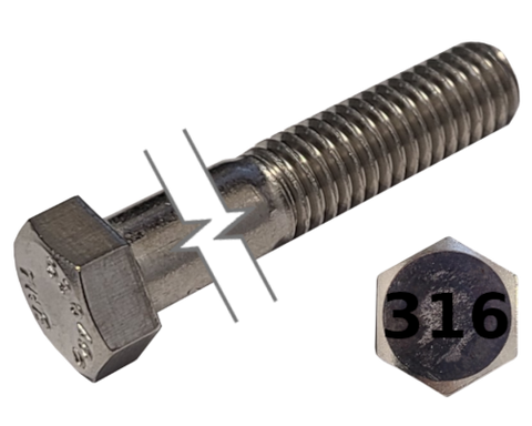 Imperial Hexagonal Bolt Partial Thread 316 Stainless Steel  3/8-16 * 4" data-zoom=