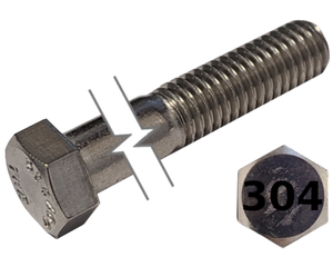 Imperial Hexagonal Bolt Partial Thread 304 Stainless Steel  7/8-9 * 11"