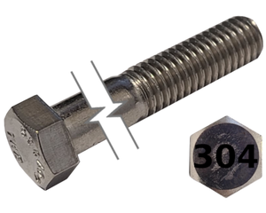 Imperial Hexagonal Bolt Partial Thread 304 Stainless Steel  3/8-16 * 6"