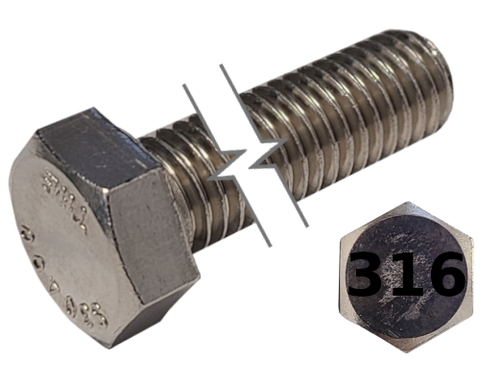 Imperial Hexagonal Bolt Full Thread 316 Stainless Steel  1-1/2-6 * 3" data-zoom=