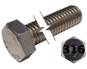 Imperial Hexagonal Bolt Full Thread 316 Stainless Steel  3/8-16 * 2"