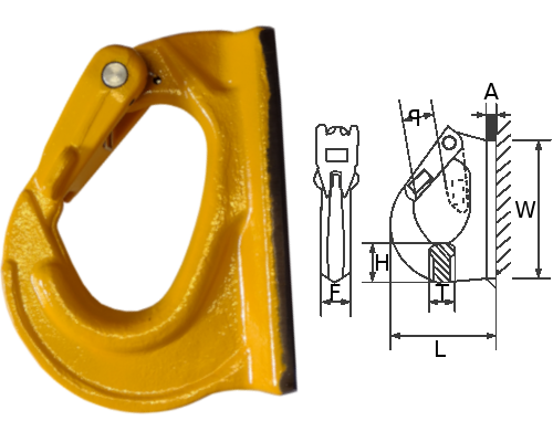 Welding Hook Yellow Painted Alloy Steel 1" [WLL : 22000 Lbs]