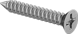 Flat Head Metal Screw Full Thread Zinc #12 * 2" [Philips Drive]