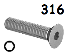 Flat Head Cap Screw Full Thread Stainless Steel 5/16-18 * 5/8" [Cup Point] [Allen Drive]
