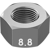 Metric Hexagonal Nut Fine Thread Black Steel M8 * 1.0  Grade 8.8