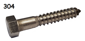 Hexagonal Lag Screw Stainless Steel 1/2-13 * 7-1/2"