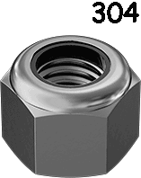 Écrou Hexagonal Insert Nylon Acier Inoxydable 1/4-20