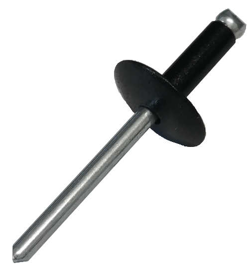 Pop Rivet Large Head Domed Steel/Steel Black Mandrel 3/16" * 9/16" [GRIP : 5/16" to 7/16" | DRILL : #11]