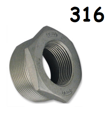 Low Pressure Bushing Adapter Pipe Fitting 316 Stainless Steel 1-1/4-11-1/2 Male Reduce to 3/4-14 Female [NPT]