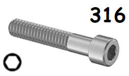 Socket Head Cap Screw Stainless Steel 3/8-16 * 3/4" [Cup Point] [Allen Drive]